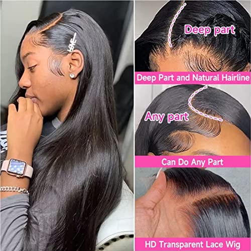 30 inča ravne čipkaste prednje perike ljudska kosa 180% gustoća 13x4 čipkaste prednje perike za crne žene