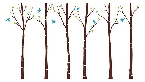 Pop dekor Birch drveće sa pticama Naljepnice za rasadnici za dječje sobe