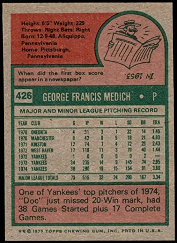 1975 FAPPS # 426 Doc Medic New York Yankees NM Yankees
