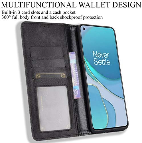 HualuBro OnePlus 8t futrola, Retro PU kožna futrola za novčanik otporna na udarce sa držačem za kartice