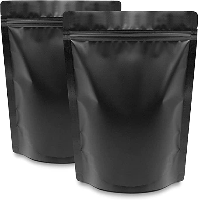 25 pakovanja Mylar kesa za skladištenje hrane od 1 galona, mat crne se mogu ponovo zatvoriti, otporne na