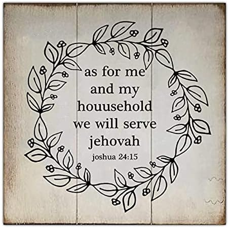 Rustikalni drveni znakovi Moderni kućni zid visi kao za mene i moje domaćinstvo, poslužit ćemo Jehova Joshua