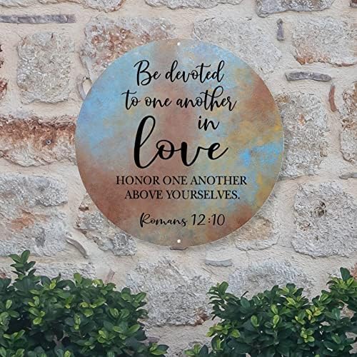 Biti posvećen jedno drugom u ljubavi Rimljanima 12:10 Metalni znak vjerski okrugli metalni znakovi za vijenac