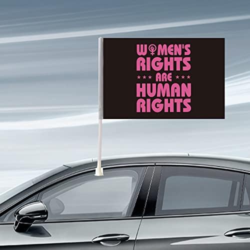 2 Pakovanje Žensko desno su zastava automobila za ljudska prava 12 x18, uključujući stup za dekor prozora