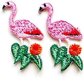 Set od 2 sićušne mini ružičaste ptice životinje slatko crtani sew gvožđe na izvezenom aplicijskoj znački