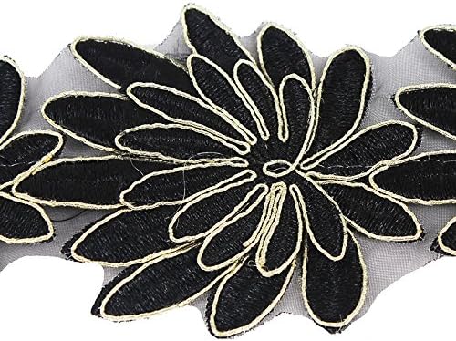 5Yard crno zlato 3D listovni vez čipkasti čipka afričkih guipure obrezivanje čipkasti motif Venise ulice