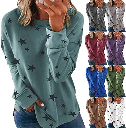 Jesen dugi rukav za žene zvezdani ispis džemperi s dugim rukavima CrewNeck moda casual tops moda