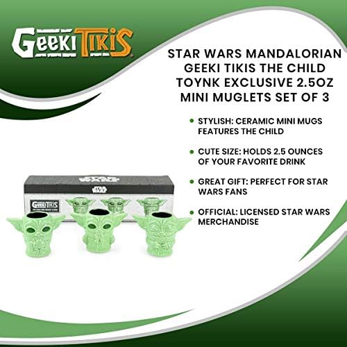 Geeki Tikis Star Wars The Mandalorian the Child Mini Muglets Set od 3-2. 5-unca zelene keramičke šolje zabavne