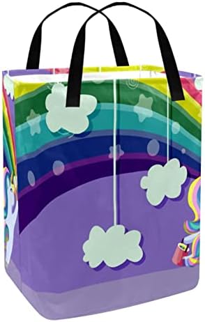 Magic Rainbow Cartoon Unicorn Clouds Print sklopiva korpa za veš, 60L vodootporne korpe za veš kante za