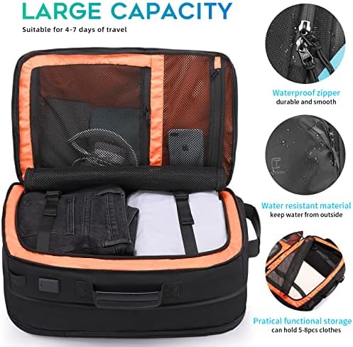 TANGCORLE Travel Carry On ruksak, izuzetno veliki proširivi ruksak od 45L za let odobren, 17,3 laptop sa