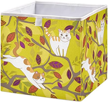 Alaza sklopive kocke za skladištenje Organizator, slatke mačke sa ostavite jesenske kontejnere za skladištenje