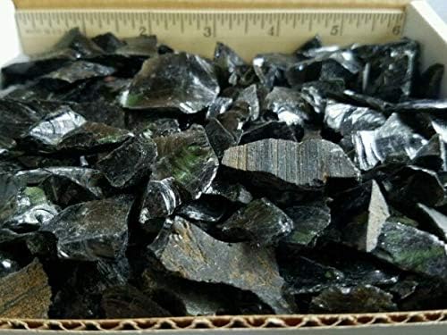Miabe Crystals Supplies for 14 oz Rough Black Obsidian Pieces Volcanic Glass) Lot for Cabbing, sečenje,