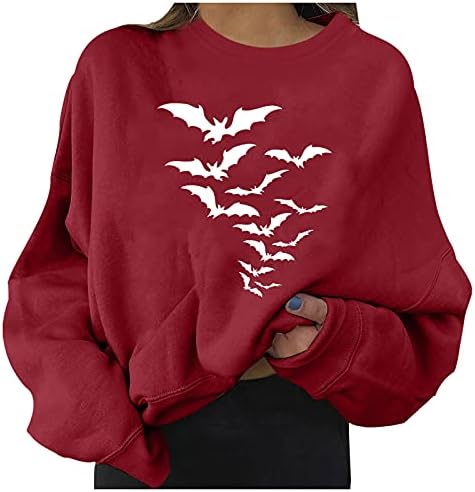 ZDFER dukserica za žene Halloween tiskane tunike Crewneck džemper bluze dugih rukava pulover tees casual