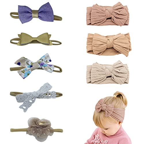 CARELAX Baby Girls najlonske trake za glavu novorođene mašne, 8 paketa ručno rađenih dodataka za kosu za