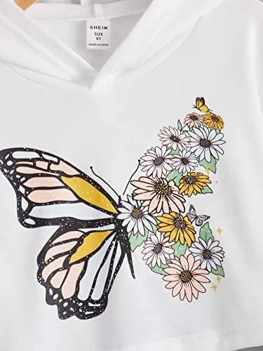 WDIRARA Girl Butterfly cvjetni grafički tisak dukserice dugih rukava s dugim rukavima Puloveri