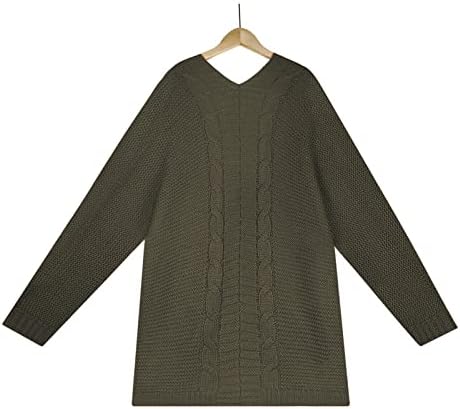 Duks fragarn vrhovi za žene dugih rukava, ženski pleteni kardigani labavi predimenzionirani zamotaj džepa džemper