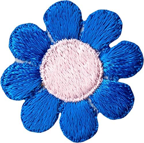 Tratinčica cvijeta - plava s ružičastim centrom - vezeno željezo na zakrpi