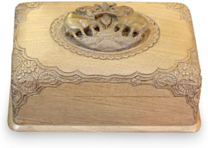 Drvena kutija za nakit na temu životinja NOVICA, smeđe 'Trijumfalne slonove'