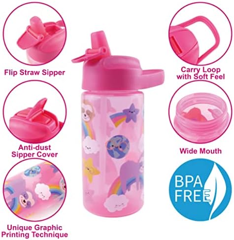 Koohot 15oz Kids Boca za piće - BPA Besplatno, Flip slamka, noseća petlja, poklopac za strugu, široka usta,