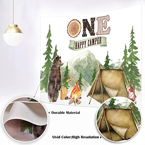 Mocsicka Forest Camping Rođenps Boy's Adventure 1. Happy Camper Rođendanska zabava Dekoracija šatora kampfire