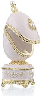 Jaje Keren Kopal White Faberge s bisernim sitnicama kolekcionari jaje uređene s Swarovskim kristalima Ruska