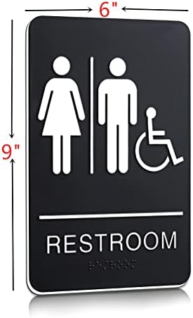 Sinyudun Unisex Brailleov znak, plastična kupaonica Znak s dvostranom podlogom vrpca, jednostavan za montiranje,