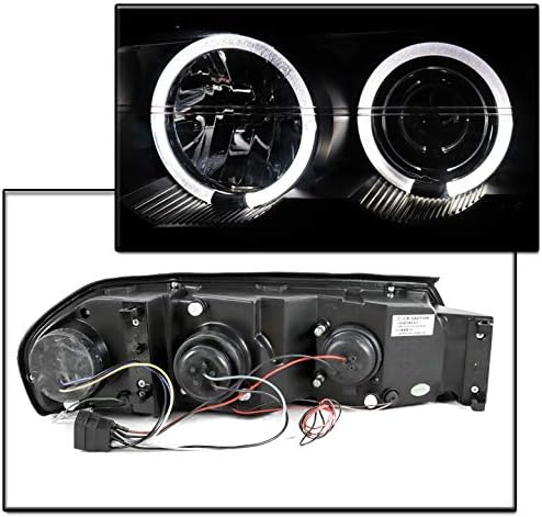ZMAUTOPARTS Dual Halo LED Crni projektor farovi sa 6 bijelim LED DRL svjetlima za Chevy Impala 2000-2005