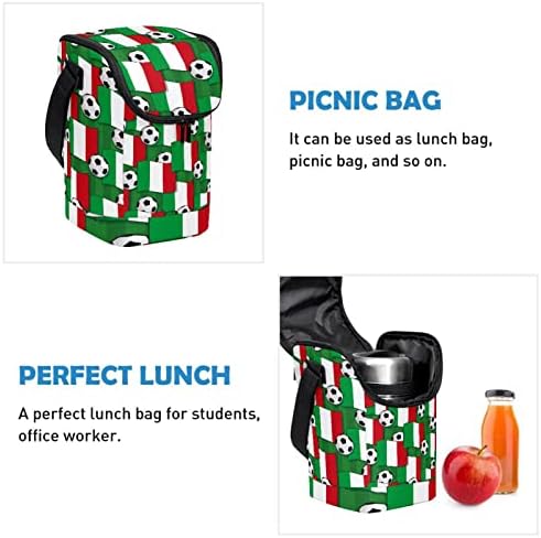 HOHODIY Italija zastava nogomet nogomet torba za ručak Cooler Tote Bag Zipper kutije za ručak torba za vanjsku