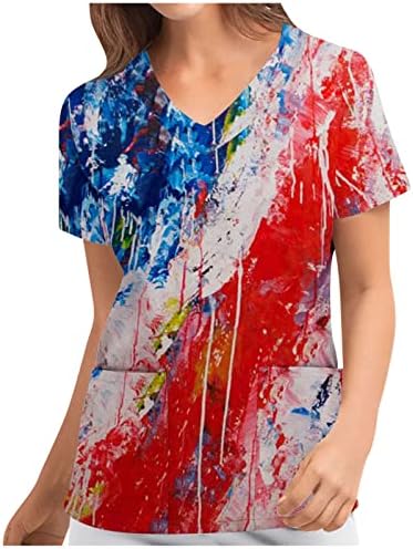Ženska ljetna jesenska majica kratki rukav 2023 Vneck grafički radni kancelarijski piling uniforma bluza
