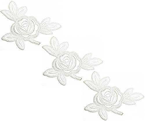HHO patch set 3 komada. Mini bijeli cvjetovi ruže glačalo na zakrpama cvjetni cvjetni izvezeni aplicirani