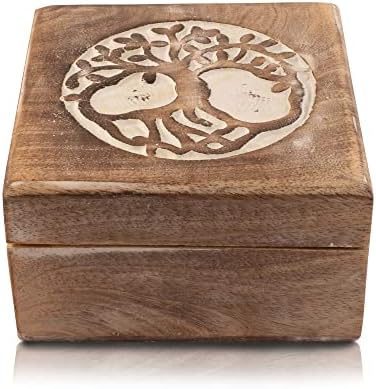 Ručno rađena dekorativna Tree Of Life Drvena kutija za nakit kutija za blago Organizator nakita kutija za