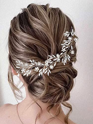 Heread Crystal Bride Wedding Hair Vine Silver Flower Bridal traka za glavu Pearl Headpiece Hair Accessories