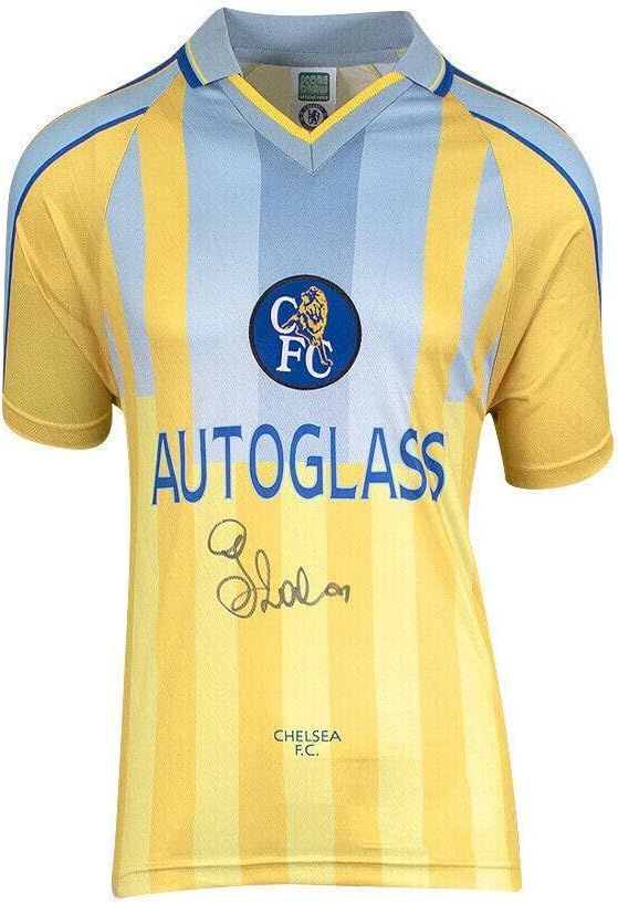 Gianfranco Zola potpisao je košulju Chelsea - 1998 u gostima u gostima - nogometni dresovi autograma