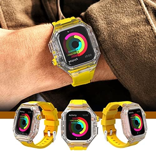 KQOO prozirna futrola za Apple Watch seriju 8 7 6 5 4 SE Sportski remen za iWatch 45mm 44mm 41mm 40mm Fluoro