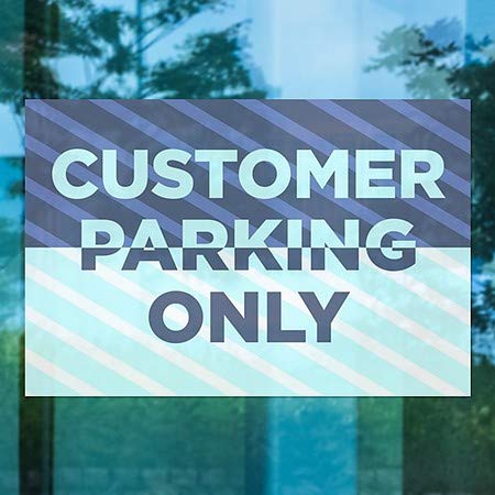 CGsignLab | Parking za kupce -Stripes plavi prozor Cling | 18 x12