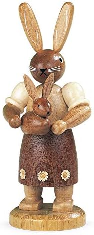 Müller Easter Bunny, žensko, majko sa malo djeteta, visina 11 cm / 4 inča, original Erzgebirge Mueller Seiffen