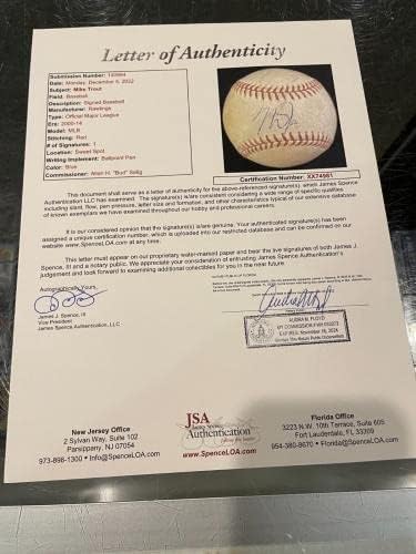 Mike Trout Los Angeles Angels Igra Polovna potpisana bejzbol Potpuna JSA 981 - AUTOGREM BASEBALLS