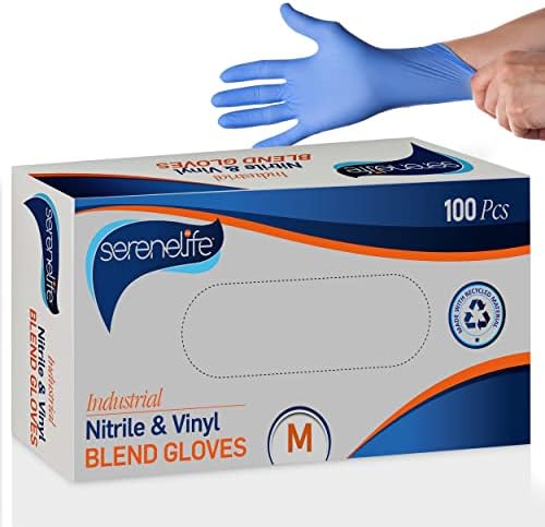 SereneLife Nitril za jednokratnu upotrebu meke industrijske i vinilne mješavine prah & zaštitne rukavice