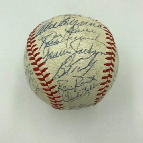 Joe Dimaggio Rube Marquard Frankie Frisch New York Legende potpisuju bejzbol JSA - AUTOGREMENA BASEBALLS