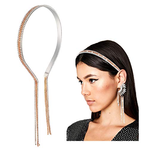CENAPOG Crystal Headbands za žene djevojke svjetlucavi lanac Ressel rhinestone trake za kosu lažna naušnica