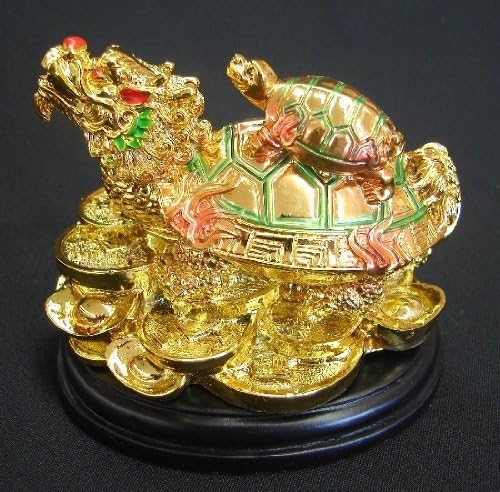 Šareni Feng Shui Dragon Turtle, kineska zmajeva kornjača na kovanicama i ingotu