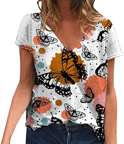 Žene Ljeto Ležerne prilike Vruća majica V izrez Print majica kratkih rukava Tunika Bluza Dugih rukava Košulja