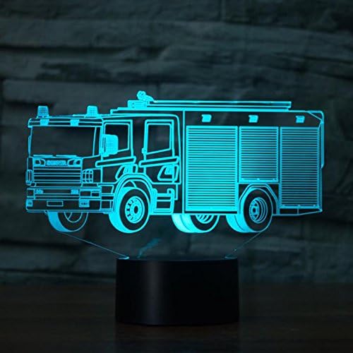 Jinnwell 3d vatrogasna Mašina kamion noćna lampa iluzija 7 promjena boje dodirni stol za presvlačenje Stolne
