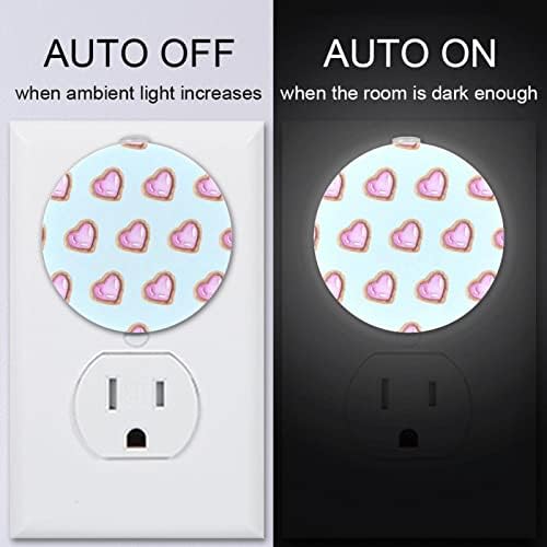 2 paket Plug-in Nightlight LED noćno svjetlo ružičasto ljubavno srce svijetloplava pozadina sa senzorom