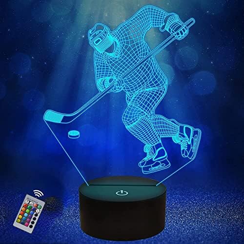 Alinzo Hockey 3D noćno svjetlo za dječaka 16 boja djevojke soba dekor iluzija LED lampa USB Hokej figura