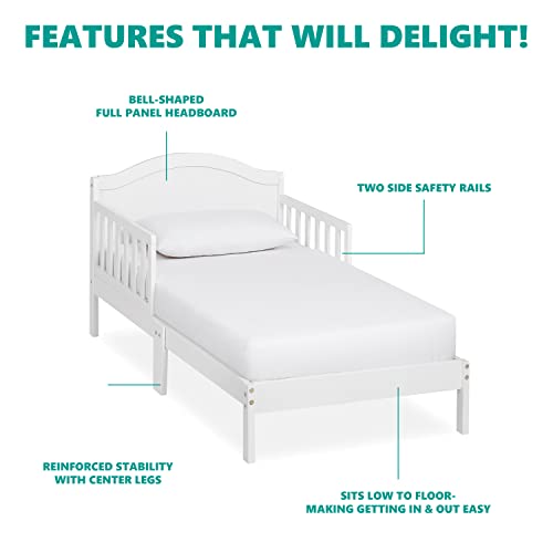 Dream On Me Sydney krevet za malu djecu u bijeloj boji, Greenguard Gold certificiran, JPMA certificiran, dizajn od niskog do poda, netoksična završna obrada, sigurnosne šine, izrađene od Pinewooda