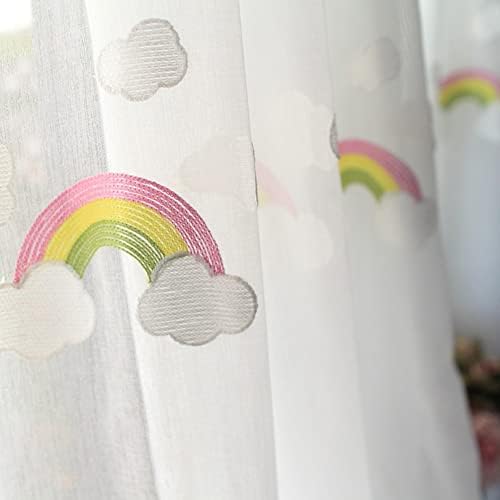 Yqjymfz Bijeli čisti zavjese Rainbow Voile zavjese, poluličan dekor prozora za dnevni boravak Dječje djevojke