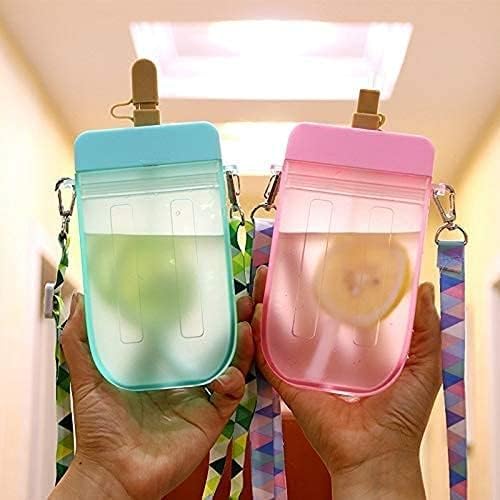 VWEY Slatka boca sa slamom, kreativni sladoled plastični boca za piće, BPA besplatni prozirni vodeni vrč,