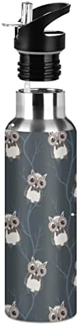 Sova boca za životinje Termos sa slamom poklopcem za dječje dječake, 600 ml, nepropusne šalice od nehrđajućeg