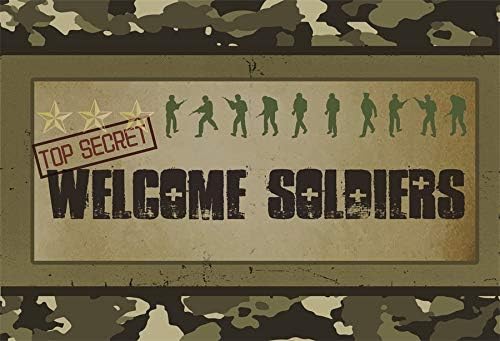 Baocicco Army Soldier Backdrop 5x4ft Welcome Soldiers photography Background Three Stars Top Secret Camouflage